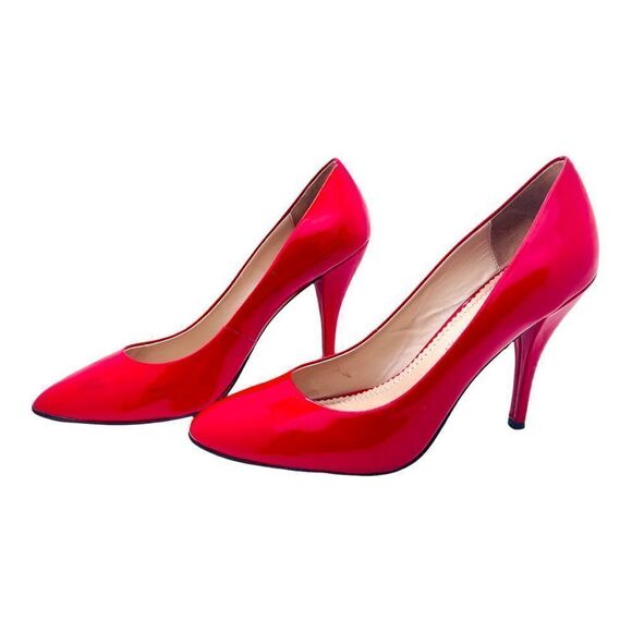 Jean-Michel Cazabat Red Patent Leather Pumps Heels Size 9.5 - Picture 1 of 9